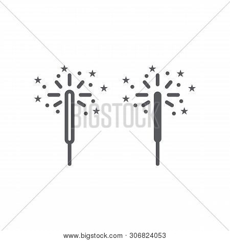 Sparkler Line And Glyph Icon, Celebration And Party, Bengal Light Sign, Vector Graphics, A Linear Pa