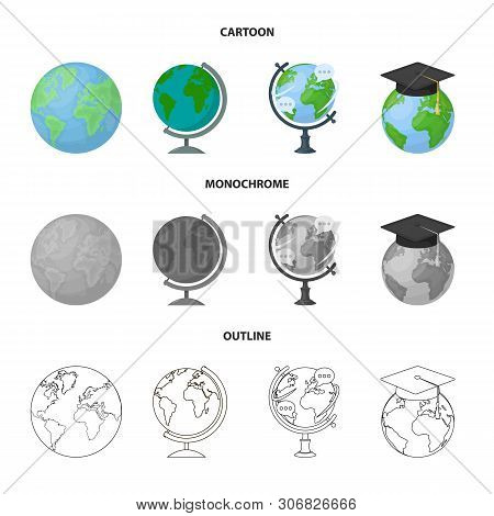 Isolated Object Of Globe And World Logo. Collection Of Globe And Earth Stock Vector Illustration.