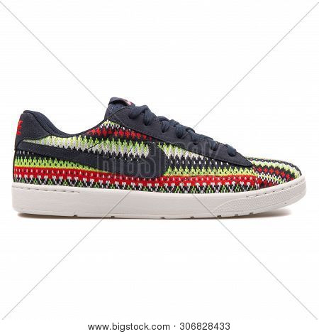 Vienna, Austria - August 10, 2017: Nike Tennis Classic Ultra Qs Obsidian, Red, Green And White Sneak