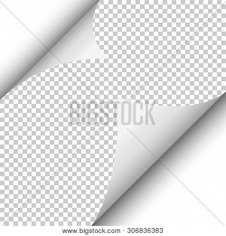Realistic Curled Corner And Shadow On Transparent Background