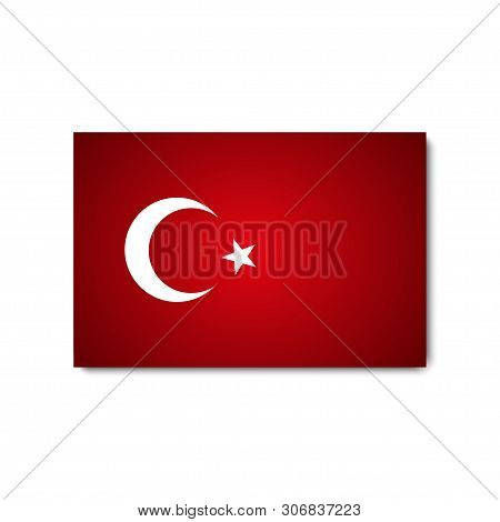 Flag Turkey With Shadow On Blank Background