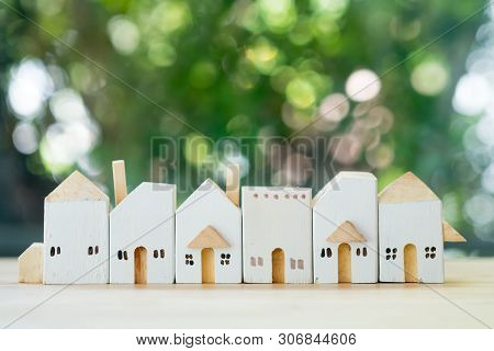 Village Of Miniature Wooden. Architecture In The City. Affordable Housing. Construction Of New Build