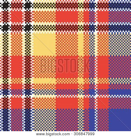 Modern Abstract Madras Plaid Seamless Pattern. Vector Illustration.