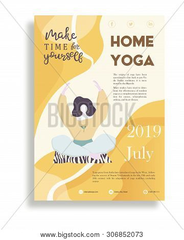 Corona virus covid 19 campaign to stay at home. Youga lifestyle activity. Family stay at home kids and parents to reduce risk of infection and spreading the virus. Keep calm and vector illustration
