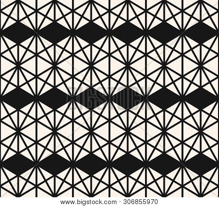 Triangles Pattern. Abstract Geometric Seamless Texture. Vector Black And White Graphic Background. S