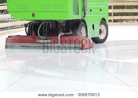 Special Machine Ice Harvester Cleans The Ice Rink. Motor Vehicles For Industry
