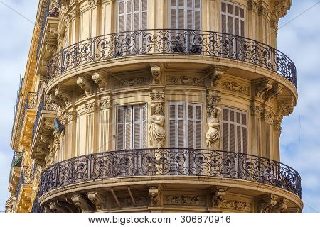 Traditional French Haussmann Architecture And Residential Building In Marseille, France.