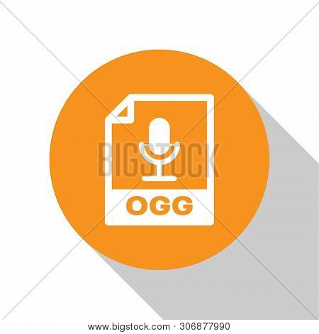White Ogg File Document Icon. Download Ogg Button Icon Isolated On White Background. Ogg File Symbol