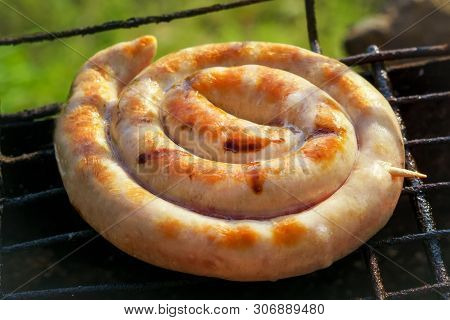 Fried Twisted Sausages Kupaty Grilled Cooking On The Grill