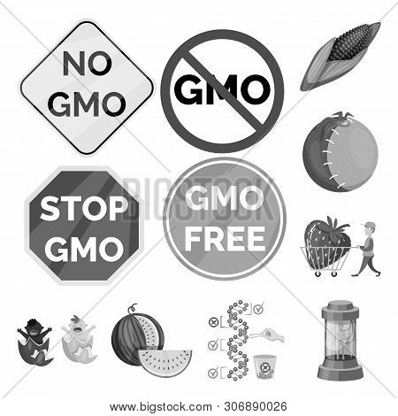 Vector Design Of Transgenic And Organic Logo. Collection Of Transgenic And Synthetic Stock Symbol Fo
