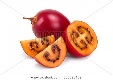 Fresh Tamarillo Fruit Isolated On White Background