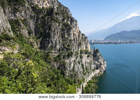 Ponale Road At Lake Garda In Spring