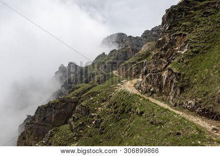 Pasubio Mountain In The Italian Alps With Clouds