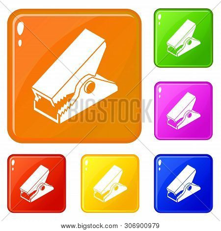 Clothespin Icons Set Collection Vector 6 Color Isolated On White Background