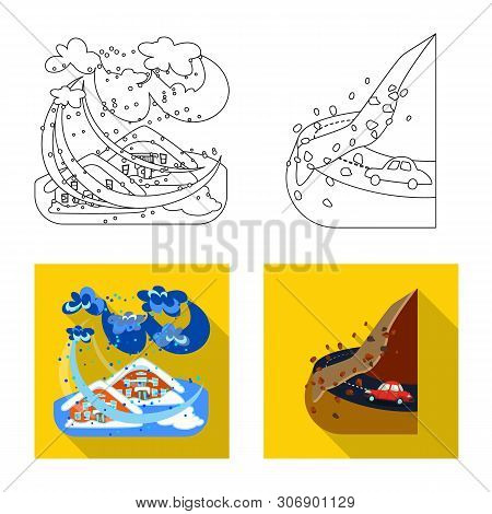 Vector Design Of Weather And Distress Icon. Set Of Weather And Crash Stock Symbol For Web.