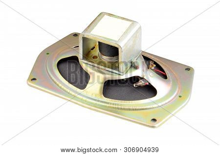 Vintage Dynamic Speaker, Isolated On White Background