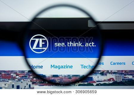 Los Angeles, California, Usa - 12 June 2019: Illustrative Editorial Of Zf Website Homepage. Zf Logo 