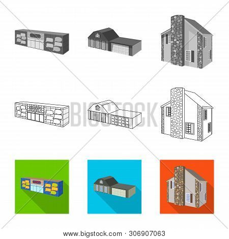 Vector Illustration Of Facade And Housing Symbol. Collection Of Facade And Infrastructure Stock Vect