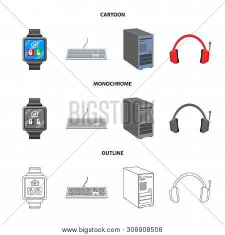 Vector Illustration Of Laptop And Device Logo. Set Of Laptop And Server Stock Vector Illustration.