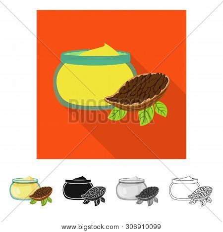 Vector Illustration Of Cacao And Butter Sign. Set Of Cacao And Nougat Vector Icon For Stock.