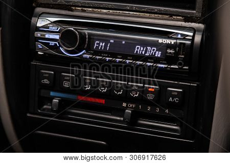 Novosibirsk, Russia - June 14, 2019:  Mazda Capella,  Close-up Of The Dashboard, Adjustment Of The B