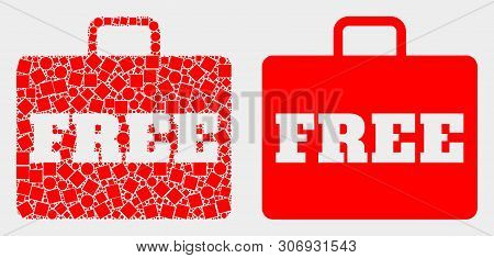 Dotted And Flat Free Case Icons. Vector Mosaic Of Free Case Created Of Random Dots And Round Element
