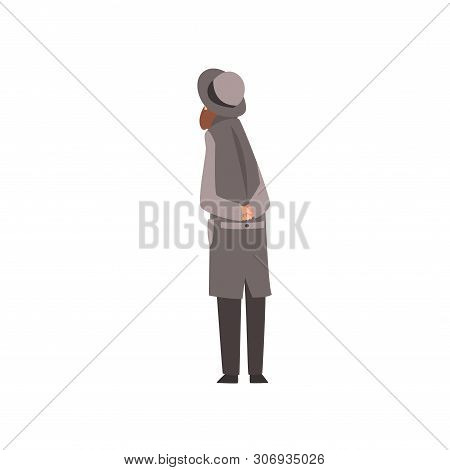 Senior Man Purchasing, Market Shopper, View From Behind Vector Illustration