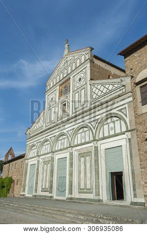 Church San Miniato Al Monte In Florence, Tuscany, Italy. It Is A Basilica In Florence, Central Italy