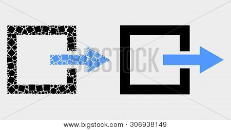 Dotted And Flat Log Out Icons. Vector Mosaic Of Log Out Constructed Of Irregular Rectangle Elements 