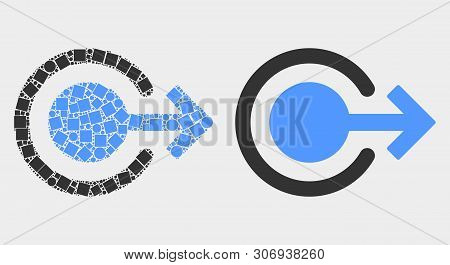 Dot And Flat Logout Icons. Vector Mosaic Of Logout Created Of Irregular Rectangle Elements And Circl