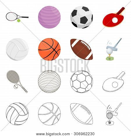 Vector Design Of Ball And Soccer Symbol. Set Of Ball And Basketball Stock Vector Illustration.