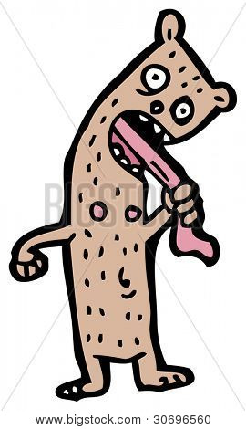 Cartoon crazy bear tirando la linguetta