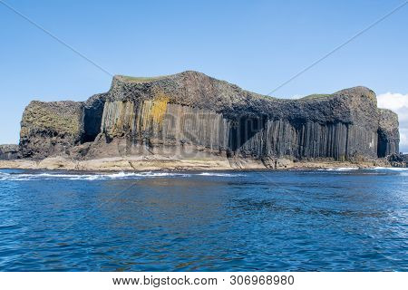 Staffa Island Viewed From Boat Approaching The Island