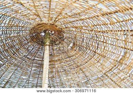 Close Up Of A Straw Parasol. Summer Conсept. - Image