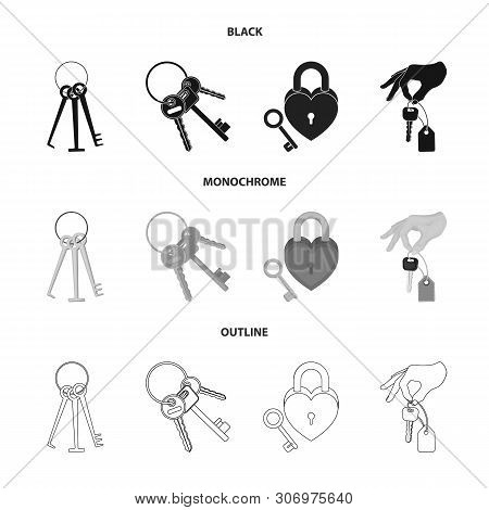 Vector Illustration Of Key And Protection Symbol. Set Of Key And Security Stock Symbol For Web.