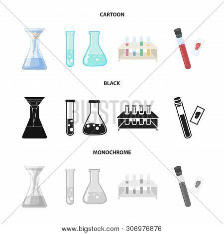 Vector Design Of Flask And Laboratory Icon. Set Of Flask And Equipment Stock Vector Illustration.