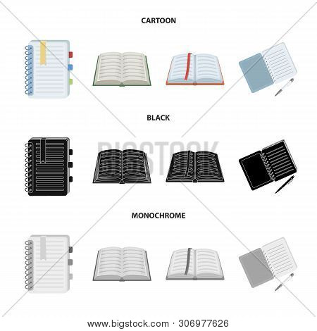 Isolated Object Of Book And Open Icon. Set Of Book And Pencil Vector Icon For Stock.