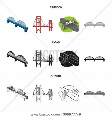 Vector Design Of Bridge And Construction Icon. Set Of Bridge And Arch Stock Vector Illustration.