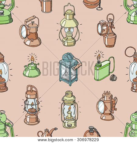 Lantern Vector Antique Light Lamp Or Vintage Lighter Or Flash-light For Lighting Illustration Lighti