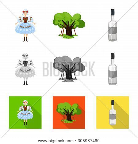Isolated Object Of Traditional And Tour Sign. Collection Of Traditional And Landmarks Stock Symbol F