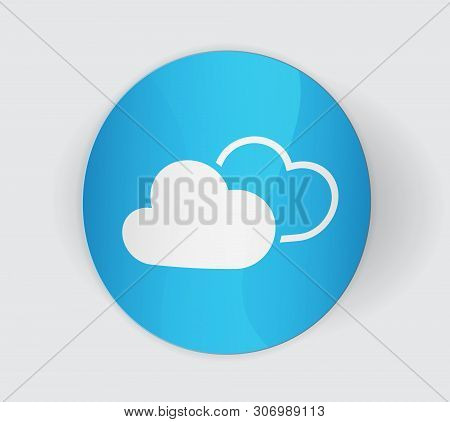 Elegant Round Blue Cloud Themed Badge On Grey Background