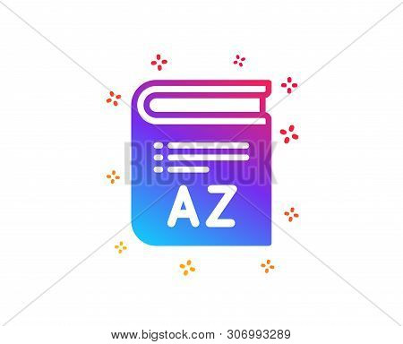 Vocabulary Icon. Book Glossary Sign. Dynamic Shapes. Gradient Design Vocabulary Icon. Classic Style.