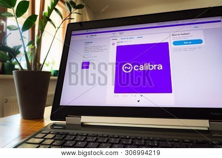 Prague, Czech Republic - June 18 2019: Twitter Page Of The Facebook Digital Wallet Calibra For Crypt