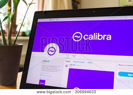 Prague, Czech Republic - June 18 2019: Twitter Page Of The Facebook Digital Wallet Calibra For Crypt