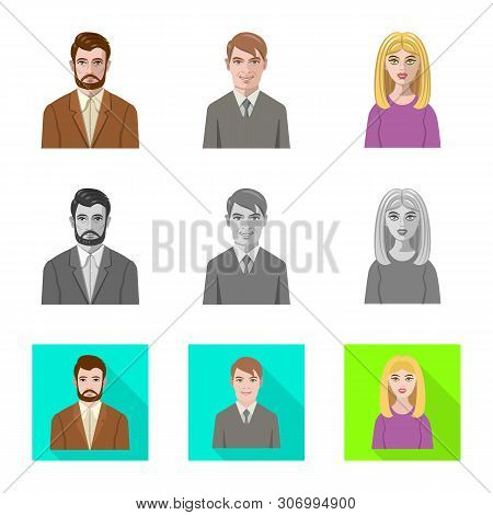 Vector Design Of Hairstyle And Profession Symbol. Set Of Hairstyle And Character Stock Vector Illust