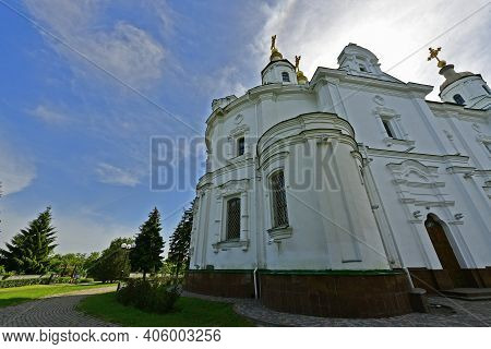 Ukraine, Poltava 06.06.2020. The Assumption Cathedral On Ivanova Gora Is The First Stone Building In