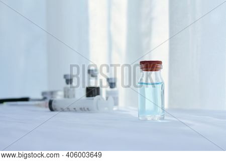 Vaccine Bottle, Medicine, Covid-19 Inhibition Research, Healthcare And Medical Concept