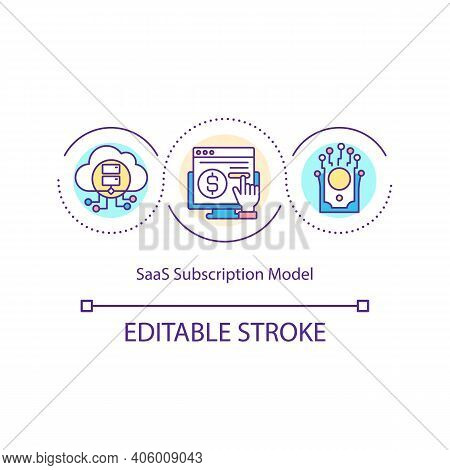 Saas Subscription Model Concept Icon. Customers Pay Money For Specific Period And Receive Service. S