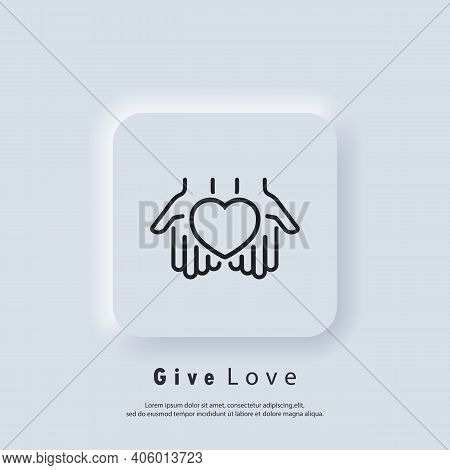Volunteer Icon. Give Love Icon. Hands Holding Heart. Relationship. Love Concept. Heart Symbol. Vecto