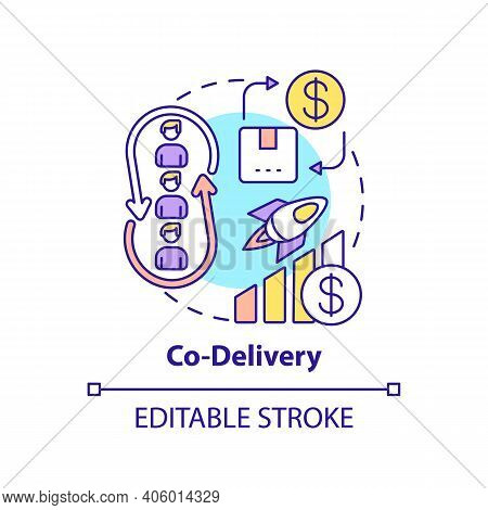 Co-delivery Concept Icon. Co-production Element Idea Thin Line Illustration. Bringing Product From C